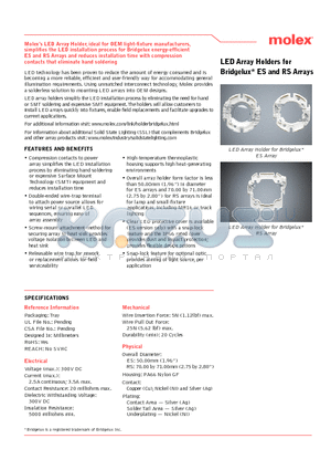 180150-0000 datasheet - LED Array Holders for Bridgelux* ES and RS Arrays