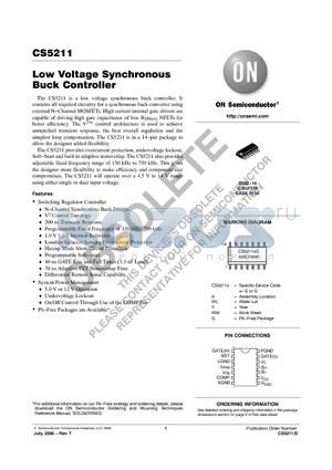 CS5211GDR14 datasheet - Low Voltage Synchronous Buck Controller