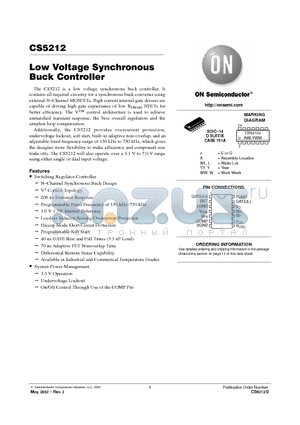 CS5212D datasheet - Low Voltage Synchronous Buck Controller