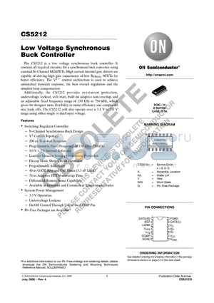 CS5212ED14 datasheet - Low Voltage Synchronous Buck Controller