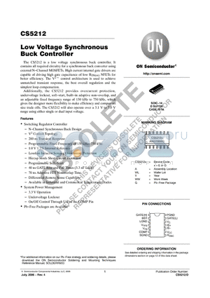 CS5212EDR14 datasheet - Low Voltage Synchronous Buck Controller