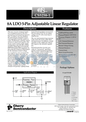 CS5258-1 datasheet - 8A LDO 5-Pin Adjustable Linear Regulator