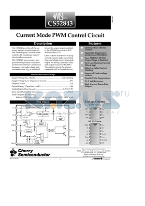 CS52843 datasheet - Current Mode PWM Control Circuit