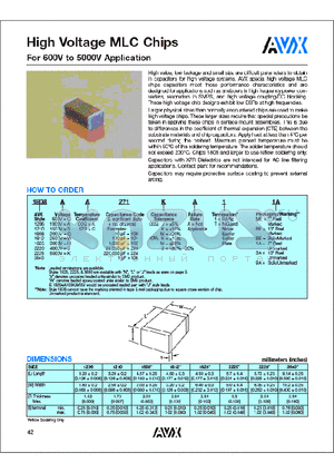1808AA100MA19A datasheet - High Voltage MLC Chip