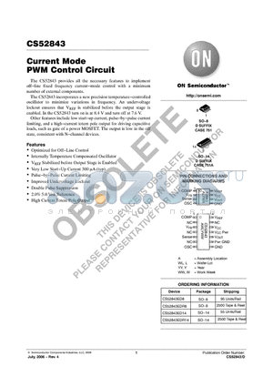 CS52843ED8 datasheet - Current Mode PWM Control Circuit