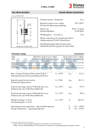 F1200A datasheet - Fast Silicon Rectifiers