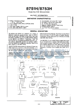 8751H/BQA datasheet - Single-Chip 8-Bit Mocrocontroller