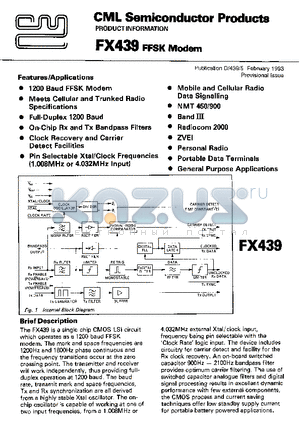 FX439 datasheet - FFSK MODEM