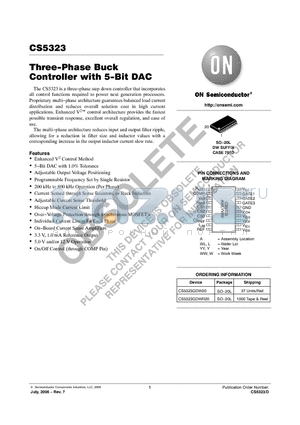 CS5323GDWR20 datasheet - Three−Phase Buck Controller with 5−Bit DAC