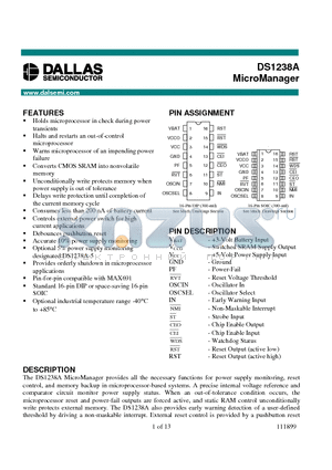 DS1238A datasheet - MicroManager