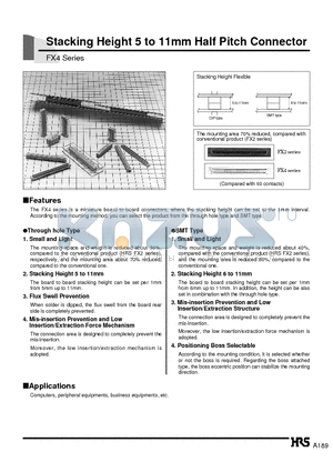 FX4AH-60P-1.27SV datasheet - Stacking Height 5 to 11mm Half Pitch Connector