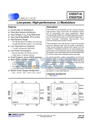 CS5371A-ISZ datasheet - Low-power, High-performance DS Modulators