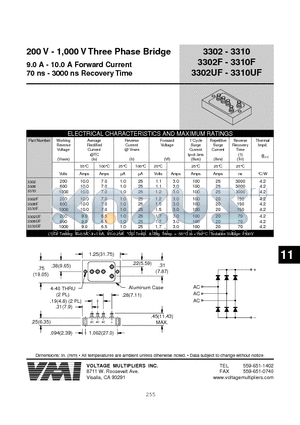 3306 datasheet - 200 V - 1,000 V Three Phase Bridge 9.0 A - 10.0 A Forward Current 70 ns - 3000 ns Recovery Time