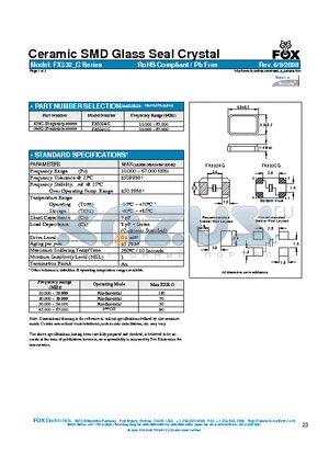 FX532CG datasheet - Ceramic SMD Glass Seal Crystal