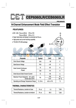 CEB6060LR datasheet - N-Channel Enhancement Mode Field Effect Transistor