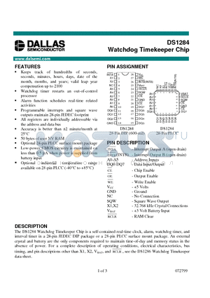 DS1284 datasheet - Watchdog Timekeeper Chip