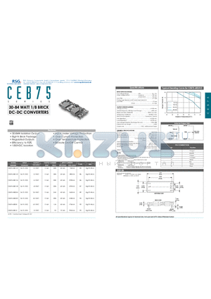CEB75-48S1V0 datasheet - 30-84 WATT 1/8 BRICK DC-DC CONVERTERS