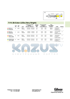 E203 datasheet - T-1 3/4 Bi-Color LEDs (Very Bright)