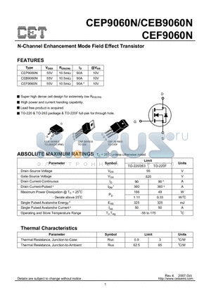 CEB9060N datasheet - N-Channel Enhancement Mode Field Effect Transistor