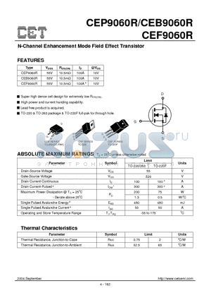 CEB9060R datasheet - N-Channel Enhancement Mode Field Effect Transistor