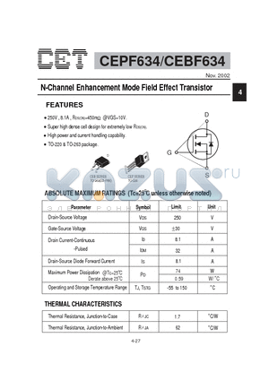 CEBF634 datasheet - N-Channel Enhancement Mode Field Effect Transistor