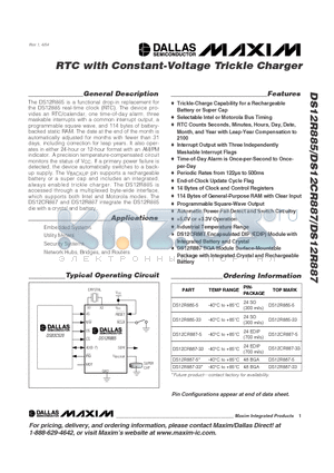 DS12R885-5 datasheet - RTC with Constant-Voltage Trickle Charger