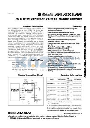DS12R885S-33 datasheet - RTC with Constant-Voltage Trickle Charger
