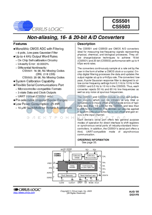 CS5501-BS datasheet - Non-aliasing, 16- & 20-bit A/D Converters