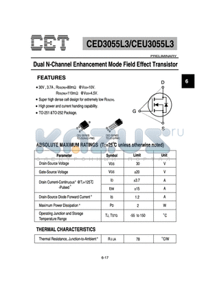 CED3055L3 datasheet - Dual N-Channel Enhancement Mode Field Effect Transistor