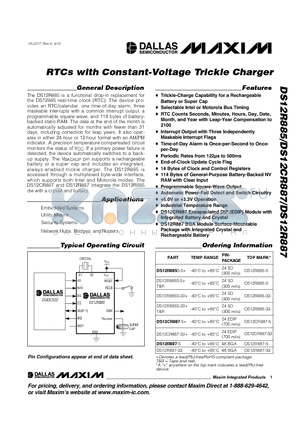 DS12R887 datasheet - RTCs with Constant-Voltage Trickle Charger