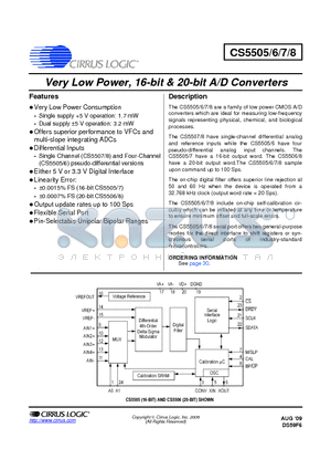 CS5505-ASZ datasheet - Very Low Power, 16-Bit and 20-Bit A/D Converters