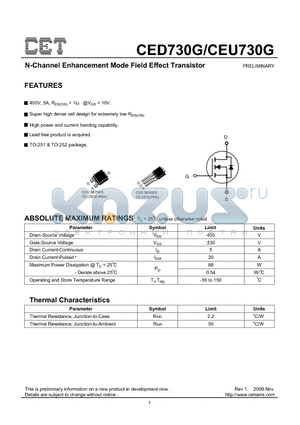 CED730G datasheet - N-Channel Enhancement Mode Field Effect Transistor