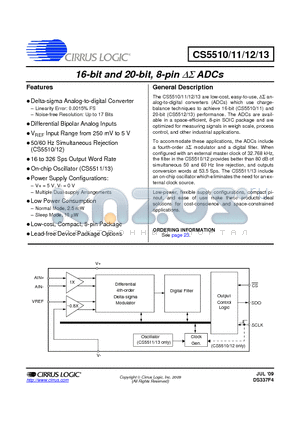 CS5510-ASZ datasheet - 16-bit and 20-bit, 8-pin DS ADCs