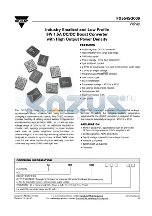 FX5545G0062V8T1 datasheet - Industry Smallest and Low Profile 9W 1.5A DC/DC Boost Converter with High Output Power Density