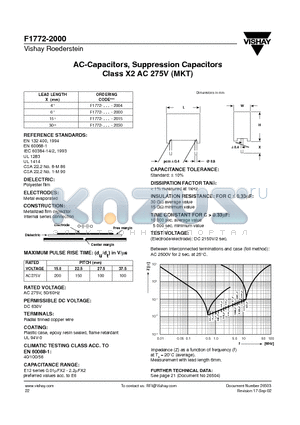 F1772-368-20 datasheet - AC-Capacitors, Suppression Capacitors