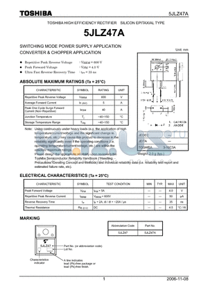 5JLZ47A_06 datasheet - SWITCHING MODE POWER SUPPLY APPLICATION