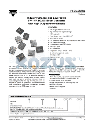 FX5545G0064V1B1 datasheet - Industry Smallest and Low Profile 9W 1.5A DC/DC Boost Converter with High Output Power Density