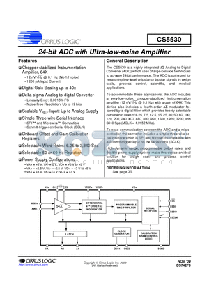 CS5530-IS datasheet - 24-bit ADC with Ultra-low-noise Amplifier