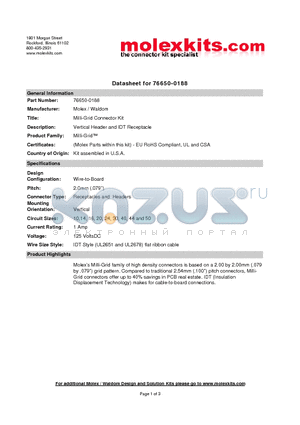 87568-2093 datasheet - Vertical Header and IDT Receptacle