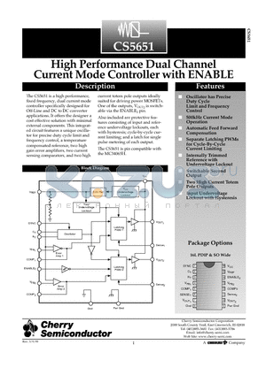 CS5651 datasheet - High Performance Dual Channel Current Mode Controller with ENABLE