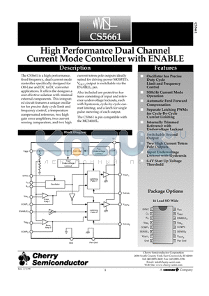 CS5661 datasheet - High Performance Dual Channel Current Mode Controller with ENABLE