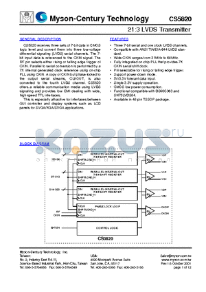 CS5820 datasheet - 21:3 LVDS Transmitter