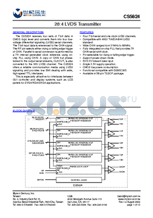 CS5824 datasheet - 28:4 LVDS Transmitter