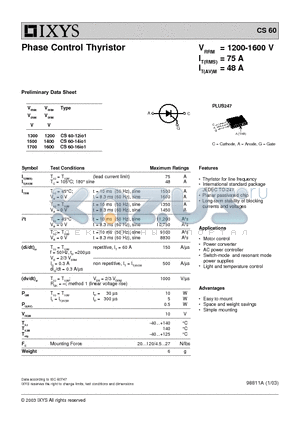 CS60-14IO1 datasheet - Phase Control Thyristor