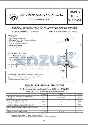 5KP10 datasheet - TECHNICAL SPECIFICATIONS OF TRANSIENT VOLTAGE SUPPRESSOR