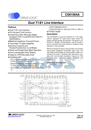 CS61584A-IL3 datasheet - DUAL T1/E1 LINE INTERFACE