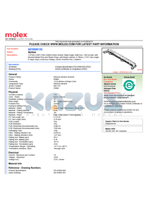 87609-0152 datasheet - 1.27mm (.050