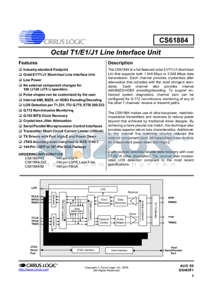 CS61884-IB datasheet - Octal T1/E1/J1 Line Interface Unit