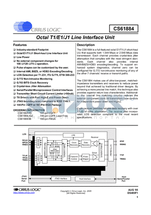 CS61884-IQ datasheet - Octal T1/E1/J1 Line Interface Unit