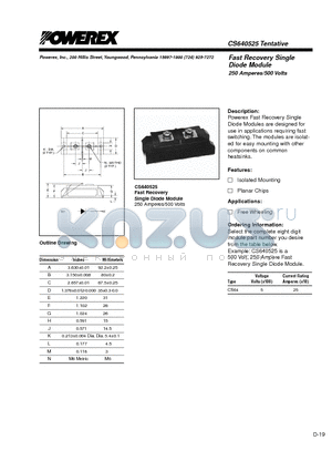 CS640525 datasheet - Fast Recovery Single Diode Module 250 Amperes/500 Volts